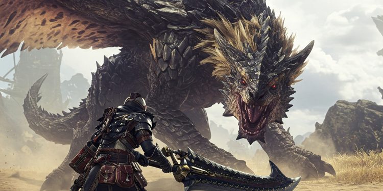 A hunter faces a powerful monster in Monster Hunter Wilds.