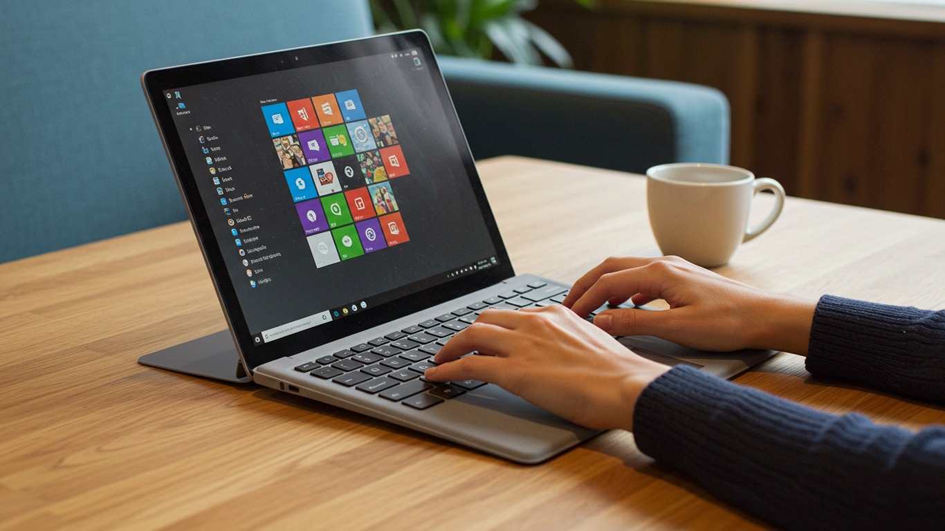 windows-surface-workspace Surface laptop with keyboard cover for typing