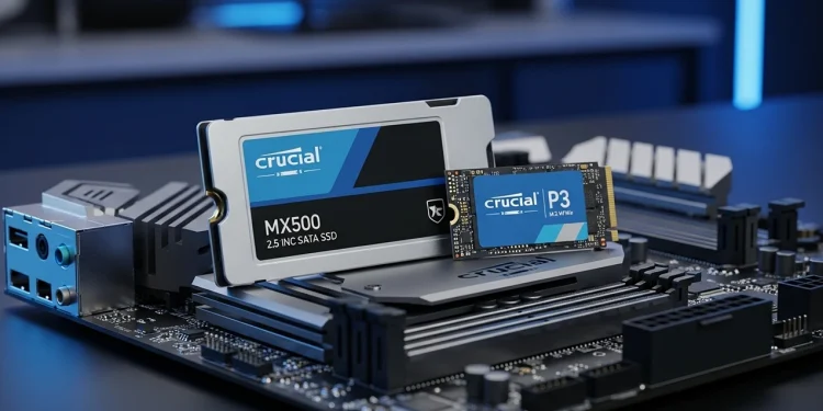 Crucial P3 and MX500 drives for an SSD upgrade guide.