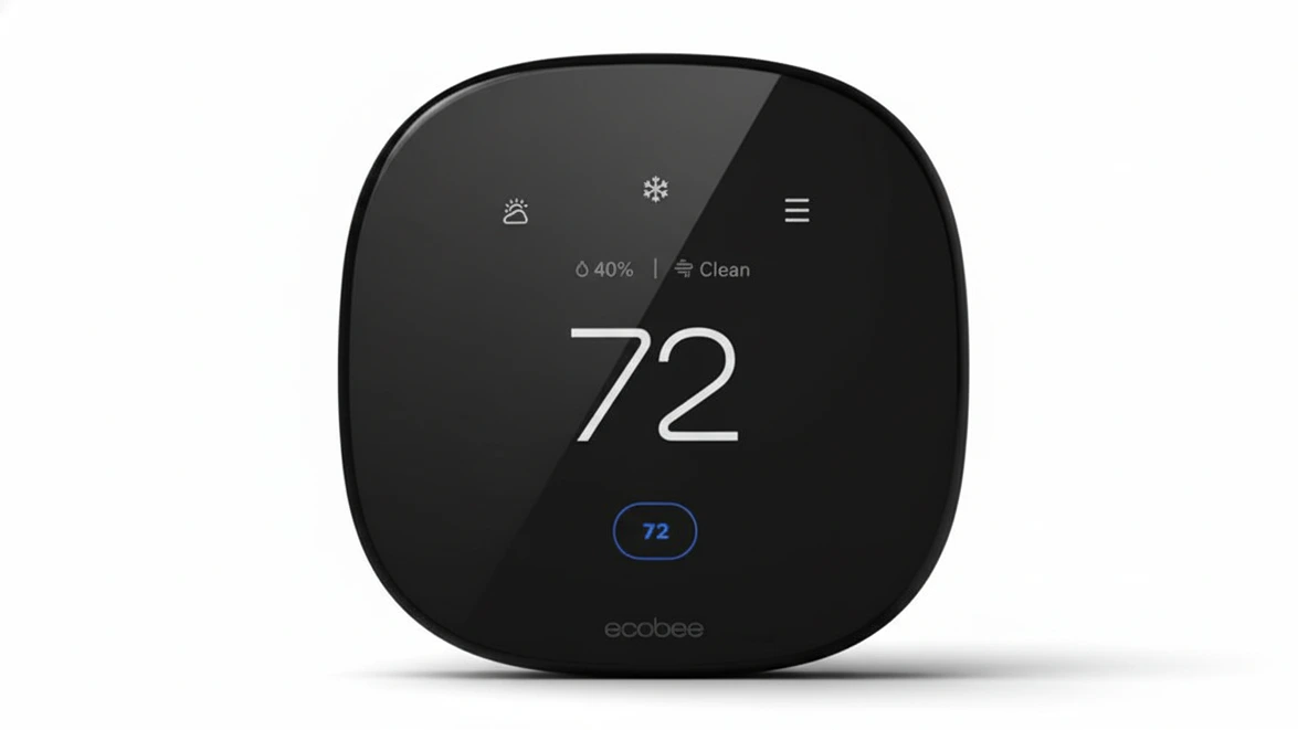 Ecobee Smart Thermostat Premium with built-in air quality monitor and radar occupancy sensor.
