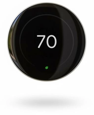 Google Nest Learning Thermostat 4th Gen in polished silver showing target temperature display.