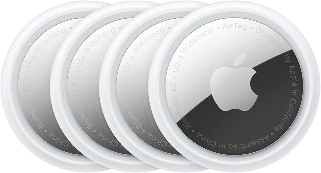 Apple AirTag 2nd generation 4-pack item trackers with white and silver finish
