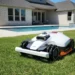 Luba 3 robotic lawn mower on a North Texas suburban lawn near a backyard swimming pool in Frisco.