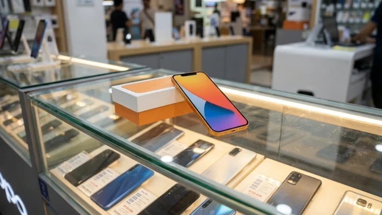 iPhone 17 Pro with retail box displayed in a phone store, representing renewed buying options