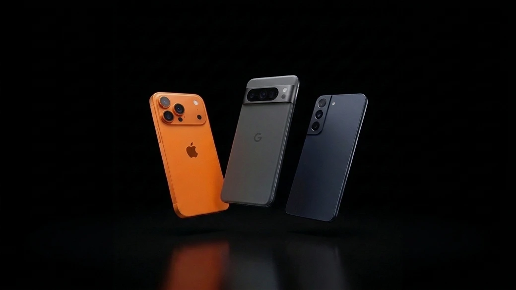 Three renewed smartphones compared, an iPhone, Google Pixel, and Samsung Galaxy phone